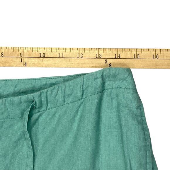 Rafaella 100% Linen Straight Leg Pants Womens 8 Green Drawstring Casual Coastal - Picture 10 of 14